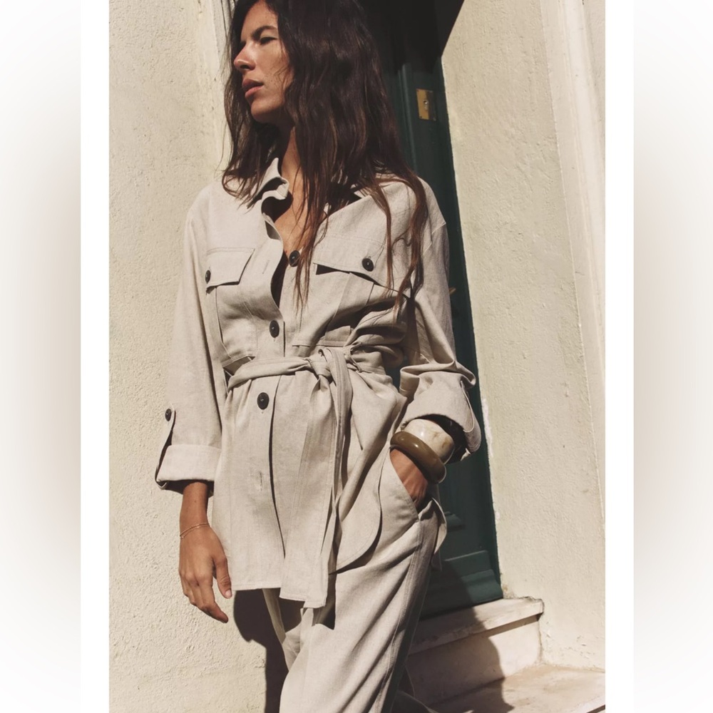 NWT Zara Women's Tan Belted Jacket - Picture 5 of 13